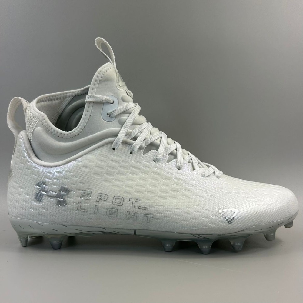 Under Armour Spotlight Lux MC 2.0 Mens 10 White Football Cleats 3025082-100 NEW